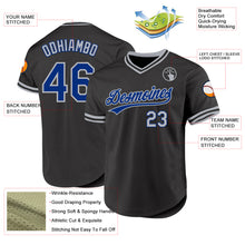 Load image into Gallery viewer, Custom Black Royal-Gray Authentic Throwback Baseball Jersey
