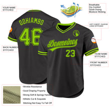 Load image into Gallery viewer, Custom Black Neon Green Authentic Throwback Baseball Jersey
