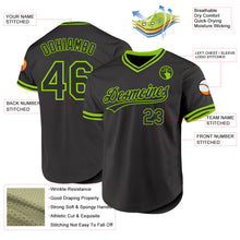 Load image into Gallery viewer, Custom Black Neon Green Authentic Throwback Baseball Jersey
