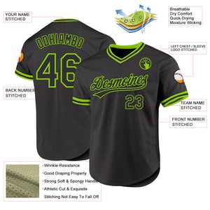 Custom Black Neon Green Authentic Throwback Baseball Jersey