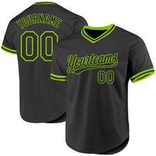 Load image into Gallery viewer, Custom Black Neon Green Authentic Throwback Baseball Jersey
