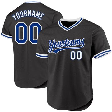 Custom Black Royal-White Authentic Throwback Baseball Jersey