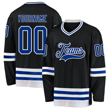 Custom Black Royal-White Hockey Jersey