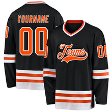 Laden Sie das Bild in den Galerie-Viewer, Custom Black Orange-White Hockey Jersey
