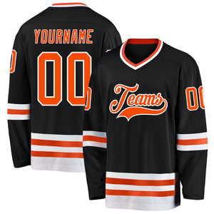 Custom Black Orange-White Hockey Jersey