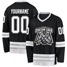 Charger l&#39;image dans la galerie, Custom Black White-Gray Hockey Jersey
