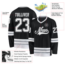 Charger l&#39;image dans la galerie, Custom Black White-Gray Hockey Jersey
