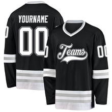 Charger l&#39;image dans la galerie, Custom Black White-Gray Hockey Jersey
