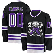 Charger l&#39;image dans la galerie, Custom Black Purple-White Hockey Jersey
