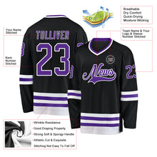 Charger l&#39;image dans la galerie, Custom Black Purple-White Hockey Jersey
