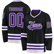 Charger l&#39;image dans la galerie, Custom Black Purple-White Hockey Jersey
