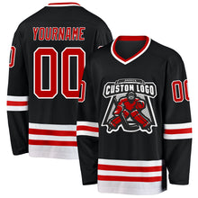 Charger l&#39;image dans la galerie, Custom Black Red-White Hockey Jersey
