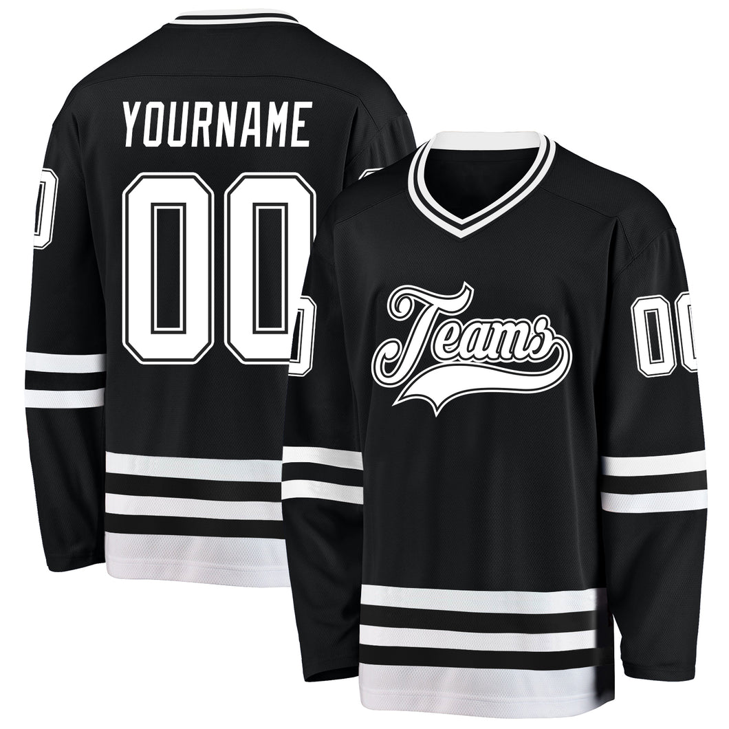 Custom Black White Hockey Jersey