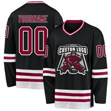 Загрузить изображение в средство просмотра галереи, Custom Black Maroon-White Hockey Jersey
