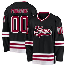 Загрузить изображение в средство просмотра галереи, Custom Black Maroon-White Hockey Jersey
