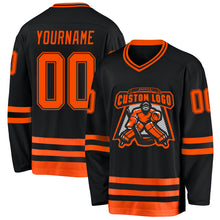 Charger l&#39;image dans la galerie, Custom Black Orange Hockey Jersey
