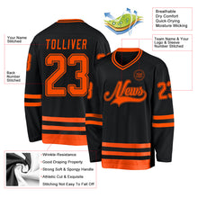 Charger l&#39;image dans la galerie, Custom Black Orange Hockey Jersey
