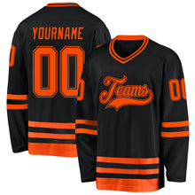 Charger l&#39;image dans la galerie, Custom Black Orange Hockey Jersey
