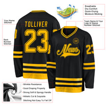 Laden Sie das Bild in den Galerie-Viewer, Custom Black Gold Hockey Jersey
