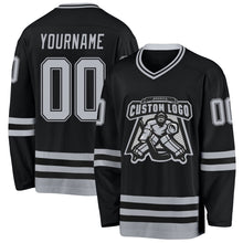 Charger l&#39;image dans la galerie, Custom Black Gray Hockey Jersey
