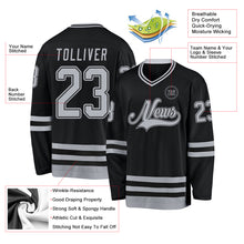 Charger l&#39;image dans la galerie, Custom Black Gray Hockey Jersey
