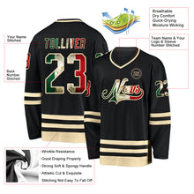 Charger l&#39;image dans la galerie, Custom Black Vintage Mexican Flag-Cream Hockey Jersey
