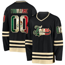 Charger l&#39;image dans la galerie, Custom Black Vintage Mexican Flag-Cream Hockey Jersey
