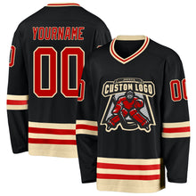 Charger l&#39;image dans la galerie, Custom Black Red-Cream Hockey Jersey
