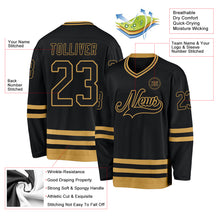 Charger l&#39;image dans la galerie, Custom Black Old Gold Hockey Jersey
