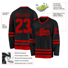 Charger l&#39;image dans la galerie, Custom Black Red Hockey Jersey
