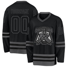 Load image into Gallery viewer, Custom Black Steel Gray Hockey Jersey
