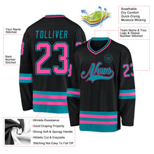 Charger l&#39;image dans la galerie, Custom Black Pink-Teal Hockey Jersey
