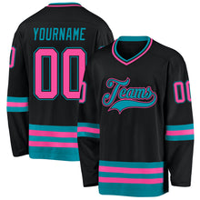 Charger l&#39;image dans la galerie, Custom Black Pink-Teal Hockey Jersey
