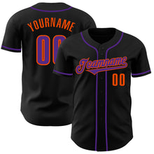 Загрузить изображение в средство просмотра галереи, Custom Black Purple-Orange Authentic Baseball Jersey
