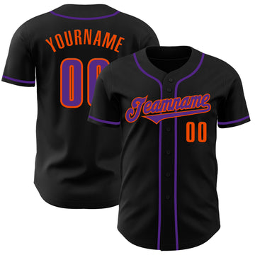 Custom Black Purple-Orange Authentic Baseball Jersey