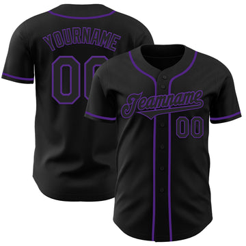 Custom Black Purple Authentic Baseball Jersey