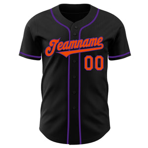 Custom Black Orange-Purple Authentic Baseball Jersey