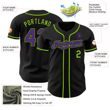 Загрузить изображение в средство просмотра галереи, Custom Black Purple-Neon Green Authentic Baseball Jersey
