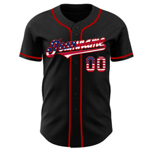 Laden Sie das Bild in den Galerie-Viewer, Custom Black USA Flag-Red Authentic Baseball Jersey
