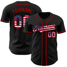 Laden Sie das Bild in den Galerie-Viewer, Custom Black USA Flag-Red Authentic Baseball Jersey
