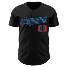 Загрузить изображение в средство просмотра галереи, Custom Black Electric Blue-Red Authentic Baseball Jersey
