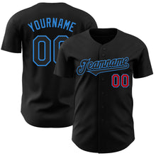 Загрузить изображение в средство просмотра галереи, Custom Black Electric Blue-Red Authentic Baseball Jersey
