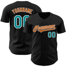 Laden Sie das Bild in den Galerie-Viewer, Custom Black Teal-Texas Orange Authentic Baseball Jersey
