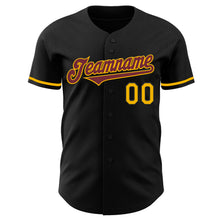 Laden Sie das Bild in den Galerie-Viewer, Custom Black Gold-Burgundy Authentic Baseball Jersey
