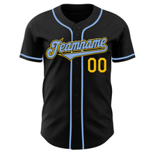 Charger l&#39;image dans la galerie, Custom Black Light Blue-Yellow Authentic Baseball Jersey
