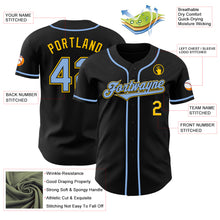 Charger l&#39;image dans la galerie, Custom Black Light Blue-Yellow Authentic Baseball Jersey
