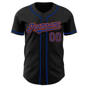 Custom Black Royal-Orange Authentic Baseball Jersey