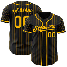 Charger l&#39;image dans la galerie, Custom Black Gold Pinstripe Gold Authentic Baseball Jersey
