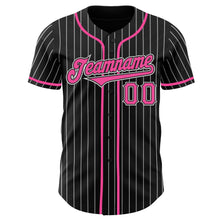 Charger l&#39;image dans la galerie, Custom Black White Pinstripe Pink Authentic Baseball Jersey
