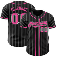 Charger l&#39;image dans la galerie, Custom Black White Pinstripe Pink Authentic Baseball Jersey
